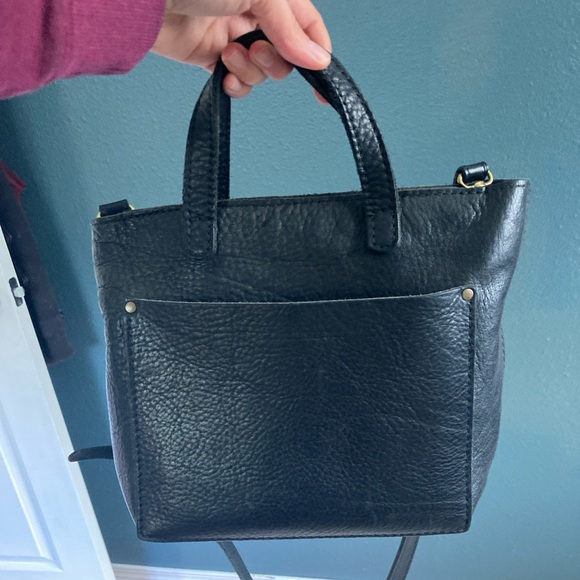 Portland Leather Mini Crossbody Tote Pebbled Black - Picture 2 of 12